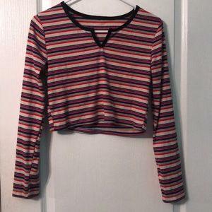 Multicolored striped crop top